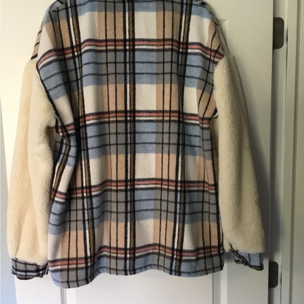 Blue Plaid Sherpa Shacket - image 2